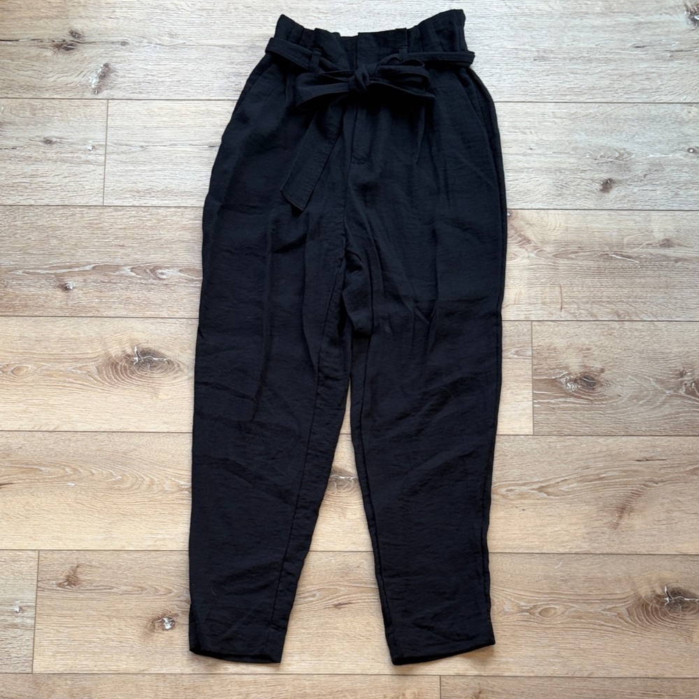 a new day Women's Black Tie-Waist Trousers